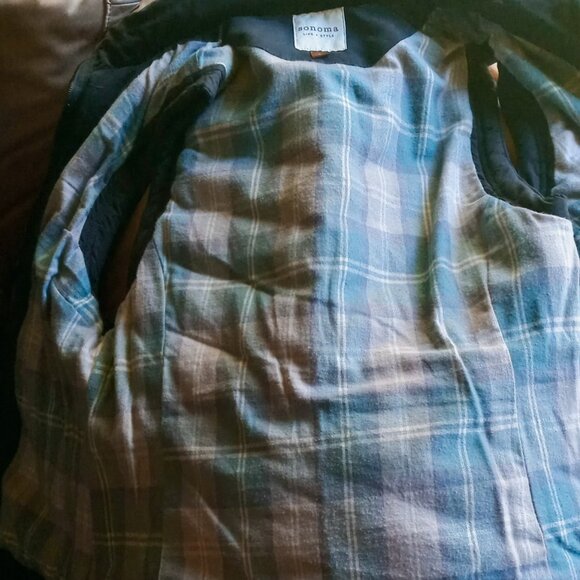 DEAL!!! Sonoma Life+Style Women’s L Black Quilted Vest Plaid Cozy Flannel Lining - Picture 8 of 10